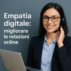 Persona che comunica in modo efficace e empatico attraverso strumenti digitali e web call