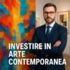Investitore che analizza un'opera d'arte moderna per diversificare il portafoglio