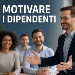 Leader che motiva il proprio team in ufficio